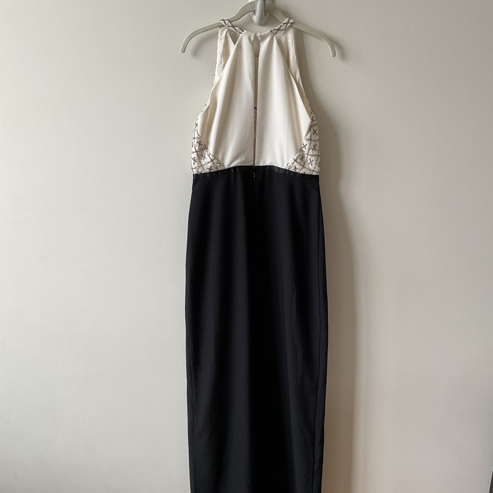 Raoul Elegant Black & Ivory Halter Beaded Gown Dress Size 10 New With Tags - Picture 6 of 10